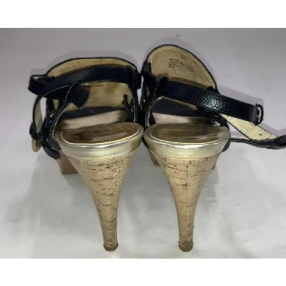 Michael Kors Womens US 8.5 Black Leather Gladiator Stiletto Heel Strappy Sandals